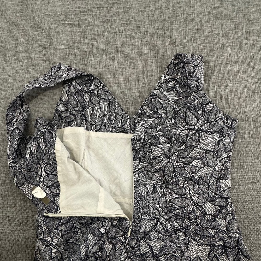 J. Crew Dress Sleeveless V-Neck Sz 8 100% Cotton Lined Black White Zipper Closur - Picture 11 of 13